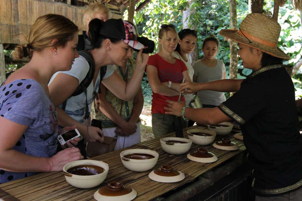 Tourists on a food tour in Malaysia